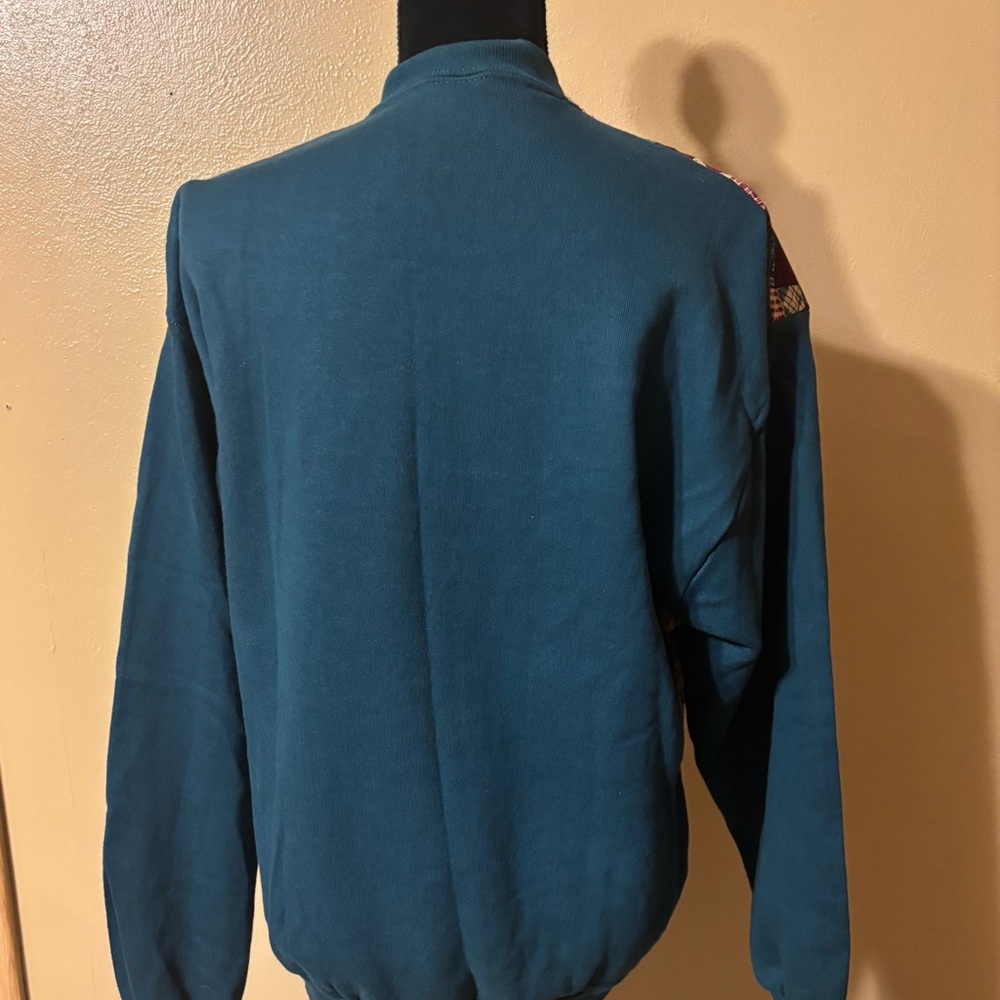 Vintage Jerzees Patchwork Patterned Button Up Swe… - image 5